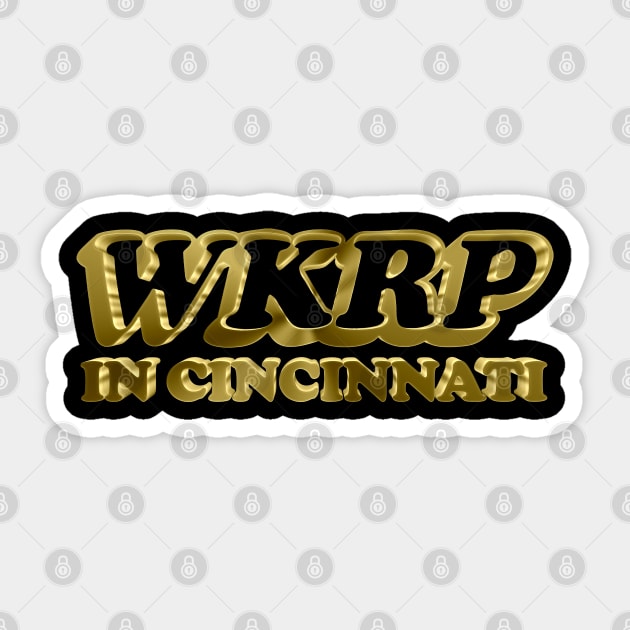 Gold WKRP In Cincinnati Vintage Tribute Logo Design Sticker by DankFutura